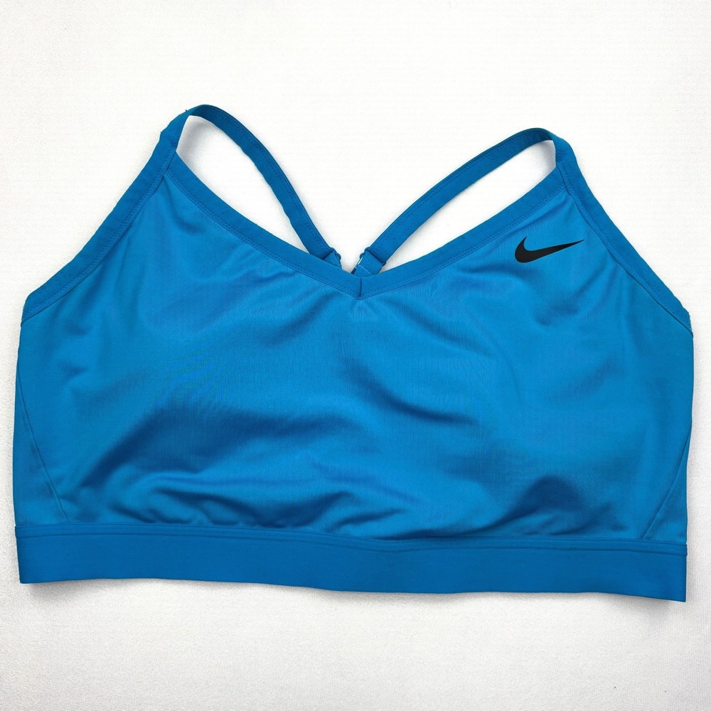 Nike Sports Bra Womens 3X Blue Indy Dri FIT Light Support Strappy BQ0974 446